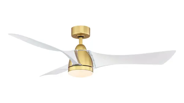 The Klear ceiling fan stands out with its innovative acrylic blade arms and contemporary aesthetic. Featuring a powerful DC motor, integrated 24W LED lighting with selectable color temperatures, and exceptional energy efficiency at 229 CFM/Watt.