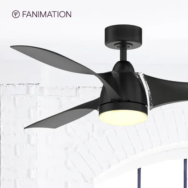 The Klear ceiling fan stands out with its innovative acrylic blade arms and contemporary aesthetic. Featuring a powerful DC motor, integrated 24W LED lighting with selectable color temperatures, and exceptional energy efficiency at 229 CFM/Watt. - alternate view