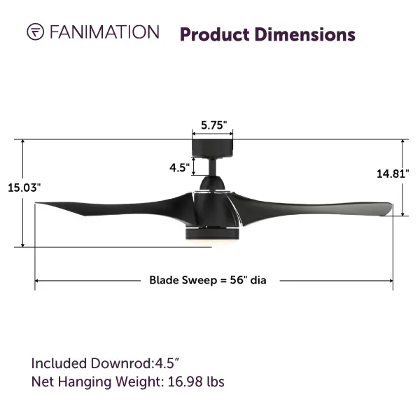 Klear 56" Ceiling Fan in Black - Image 4