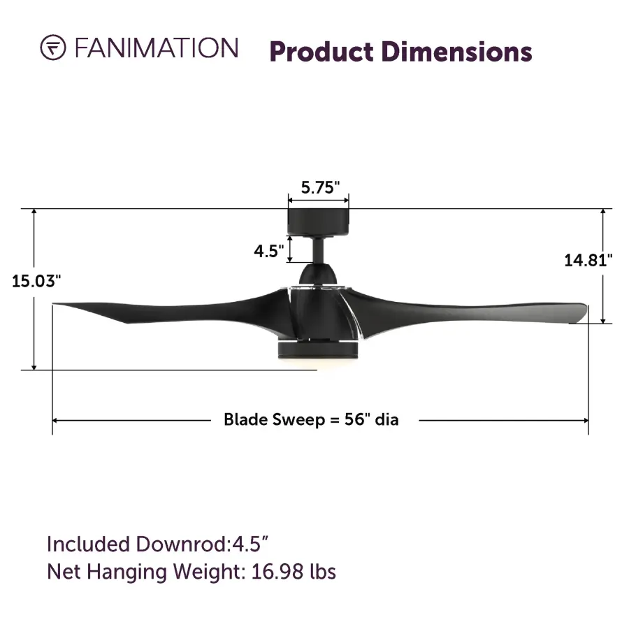Klear 56" Ceiling Fan in Black - Image 4
