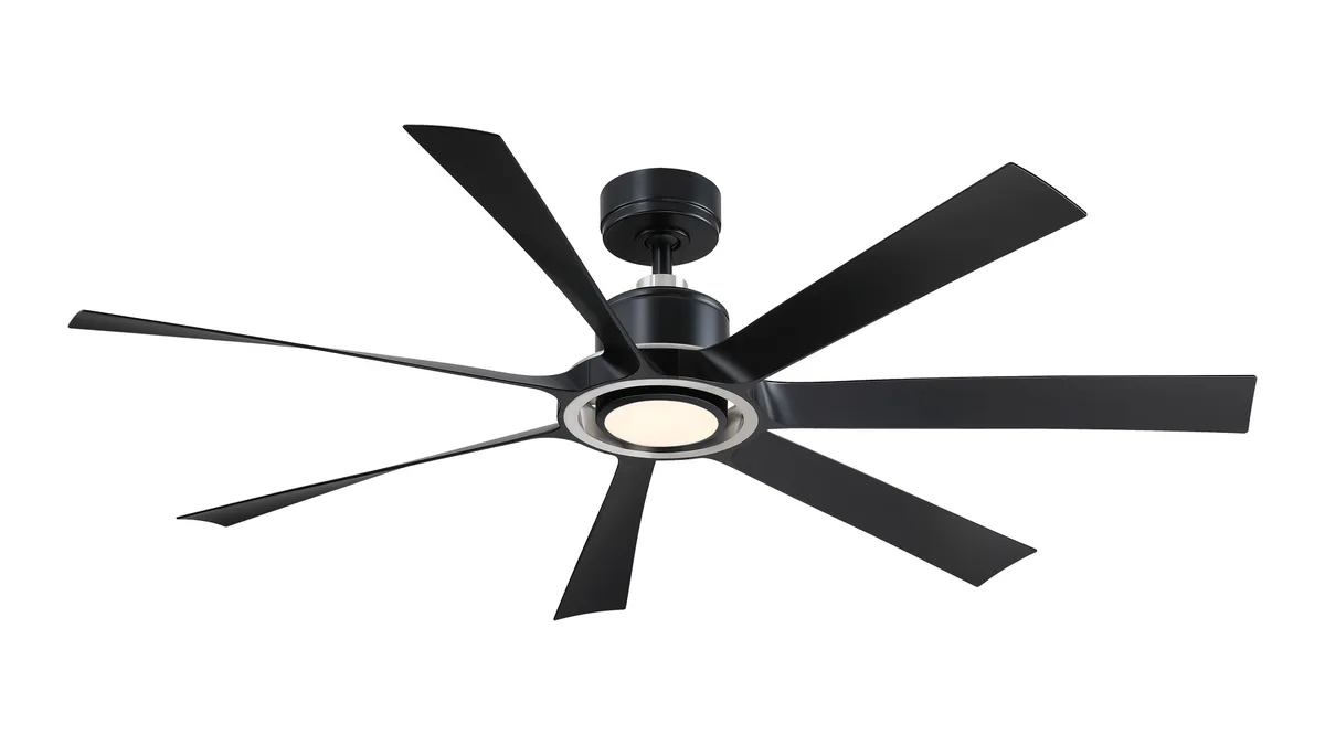 Lenzi 60 inch Indoor/Outdoor Smart Ceiling Fan with LED Light Kit - Black with Brushed Nickel blades