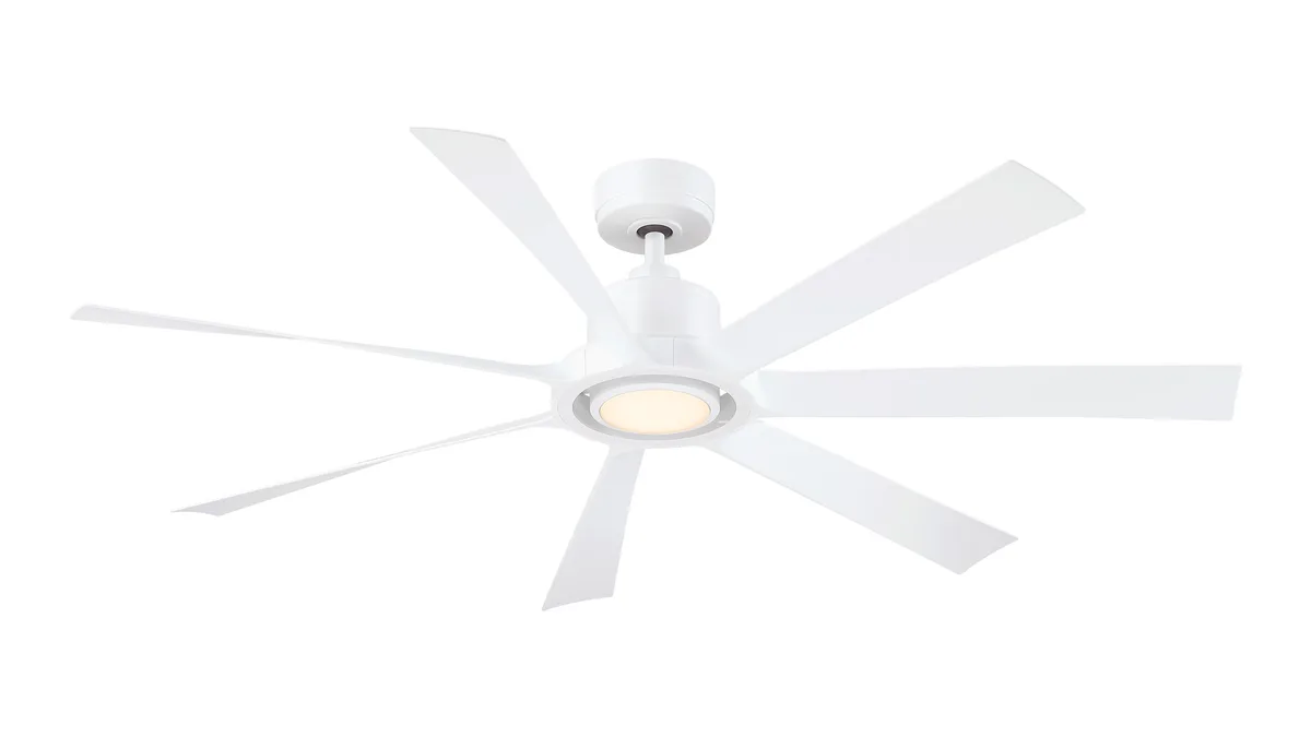 Lenzi 60 inch Indoor/Outdoor Smart Ceiling Fan with LED Light Kit - Matte White with Matte White blades