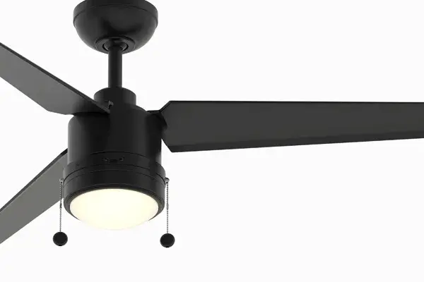 The PC/DC™ + Light combines modern design with practical functionality, featuring Fanimation's first pull chain DC motor fan. Wet-rated for versatile indoor/outdoor use, it delivers impressive 5,874 CFM airflow with exceptional 188 CFM/Watt efficiency. - alternate view