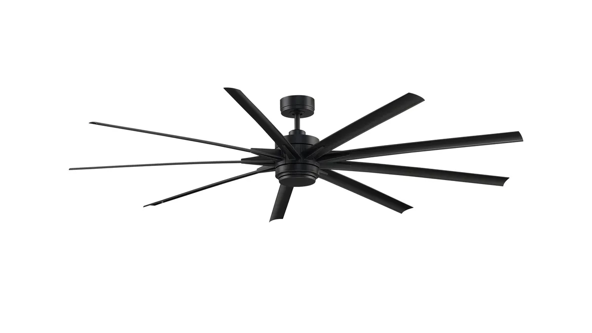Odyn 84 inch Indoor/Outdoor Smart Ceiling Fan with LED CCT Select Light Kit - Black with Black blades