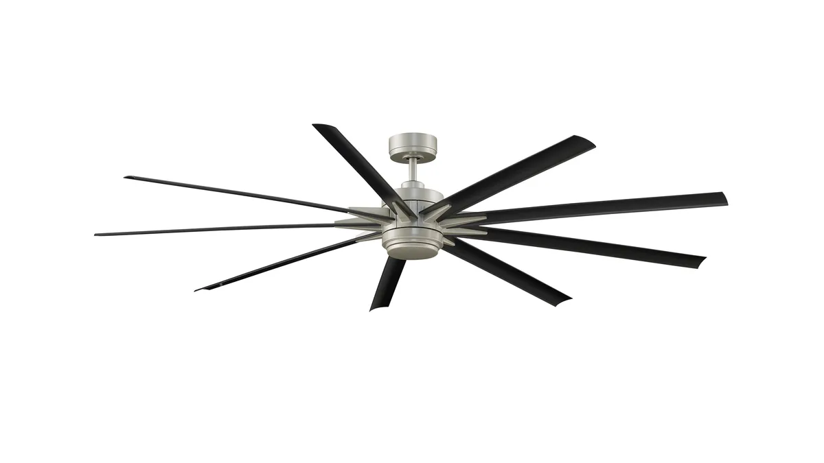 Odyn 84 inch Indoor/Outdoor Smart Ceiling Fan with LED CCT Select Light Kit - Brushed Nickel with Black blades