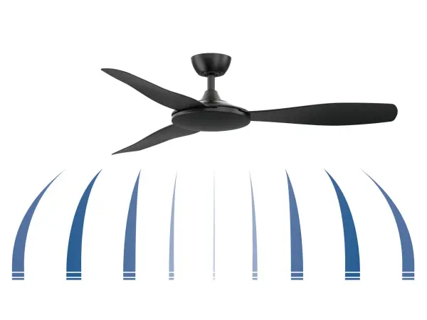 The GlideAire combines sleek contemporary design with cutting-edge DC motor technology and smart controls. Energy Star certified with exceptional airflow efficiency of 218 CFM/Watts, this damp-rated fan delivers powerful performance while keeping energy costs low at just $5 per year. - alternate view