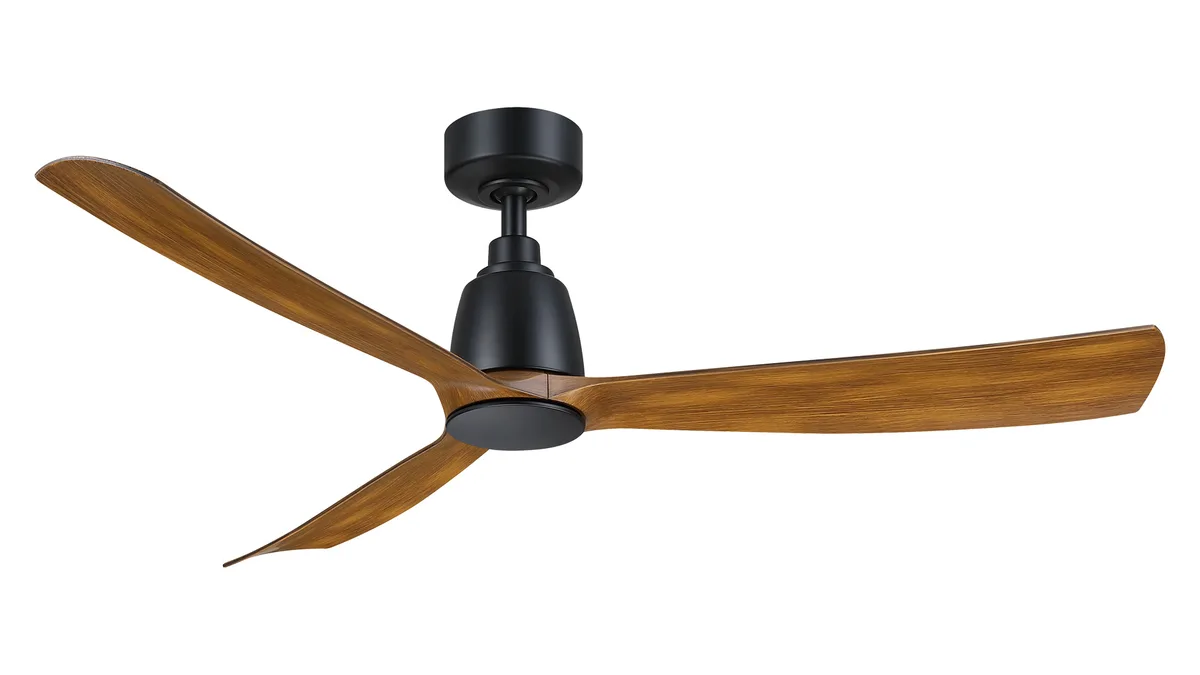 Kute 52 inch Indoor/Outdoor Smart Ceiling Fan - Black with Koa Blade