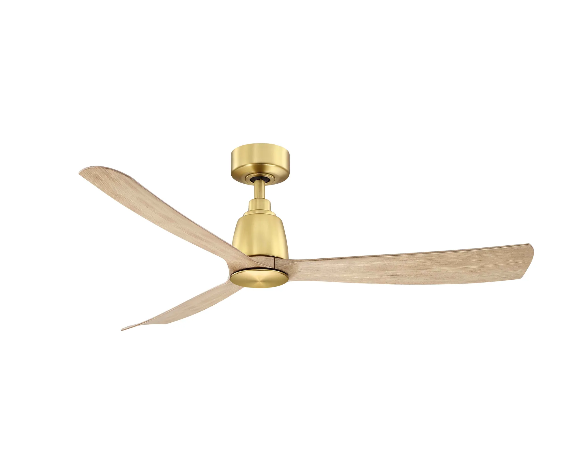 Kute 52 inch Indoor/Outdoor Smart Ceiling Fan - Brushed Satin Brass with Natural blades