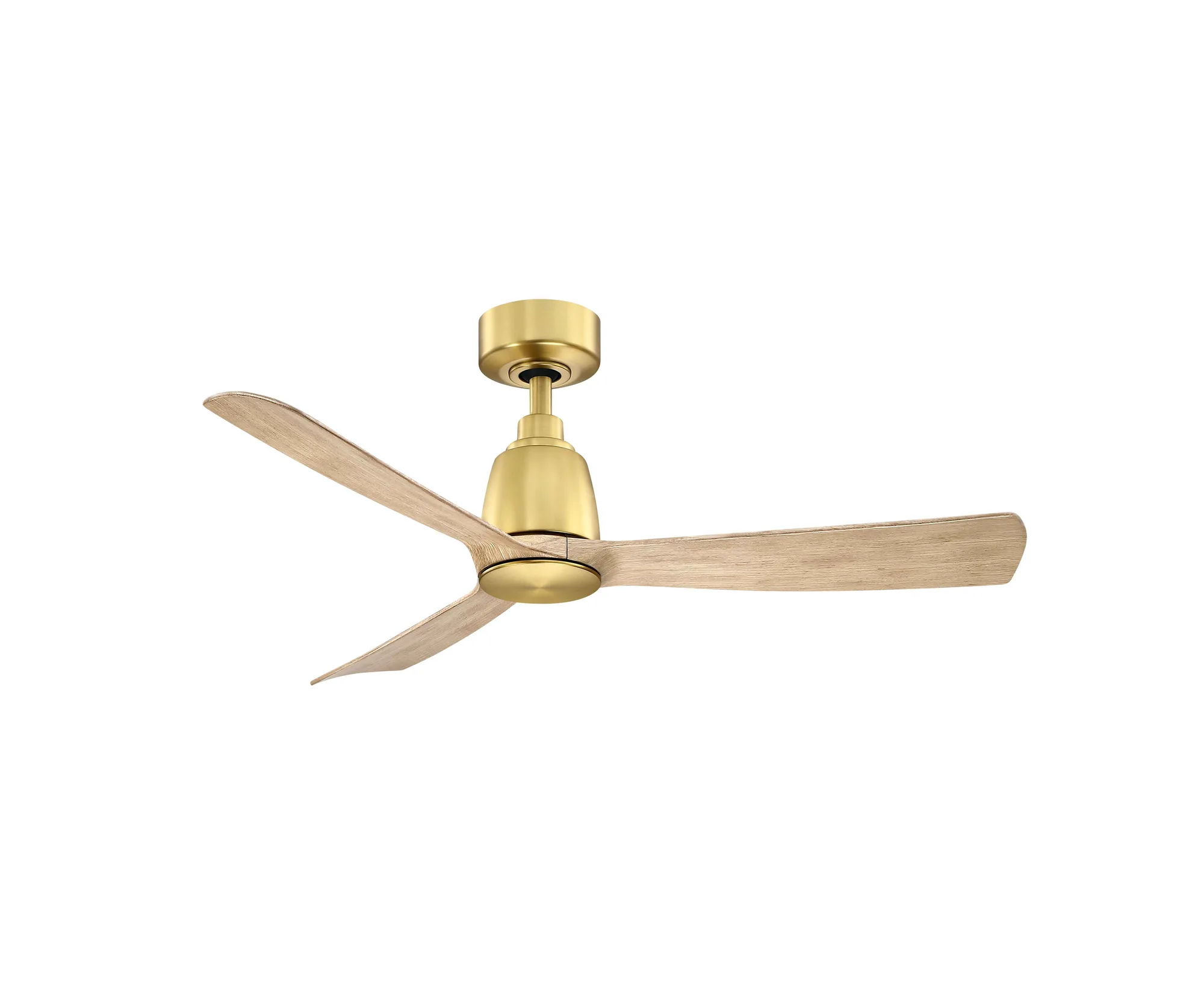 Kute 44 inch Indoor/Outdoor Smart Ceiling Fan - Brushed Satin Brass with Natural Blades