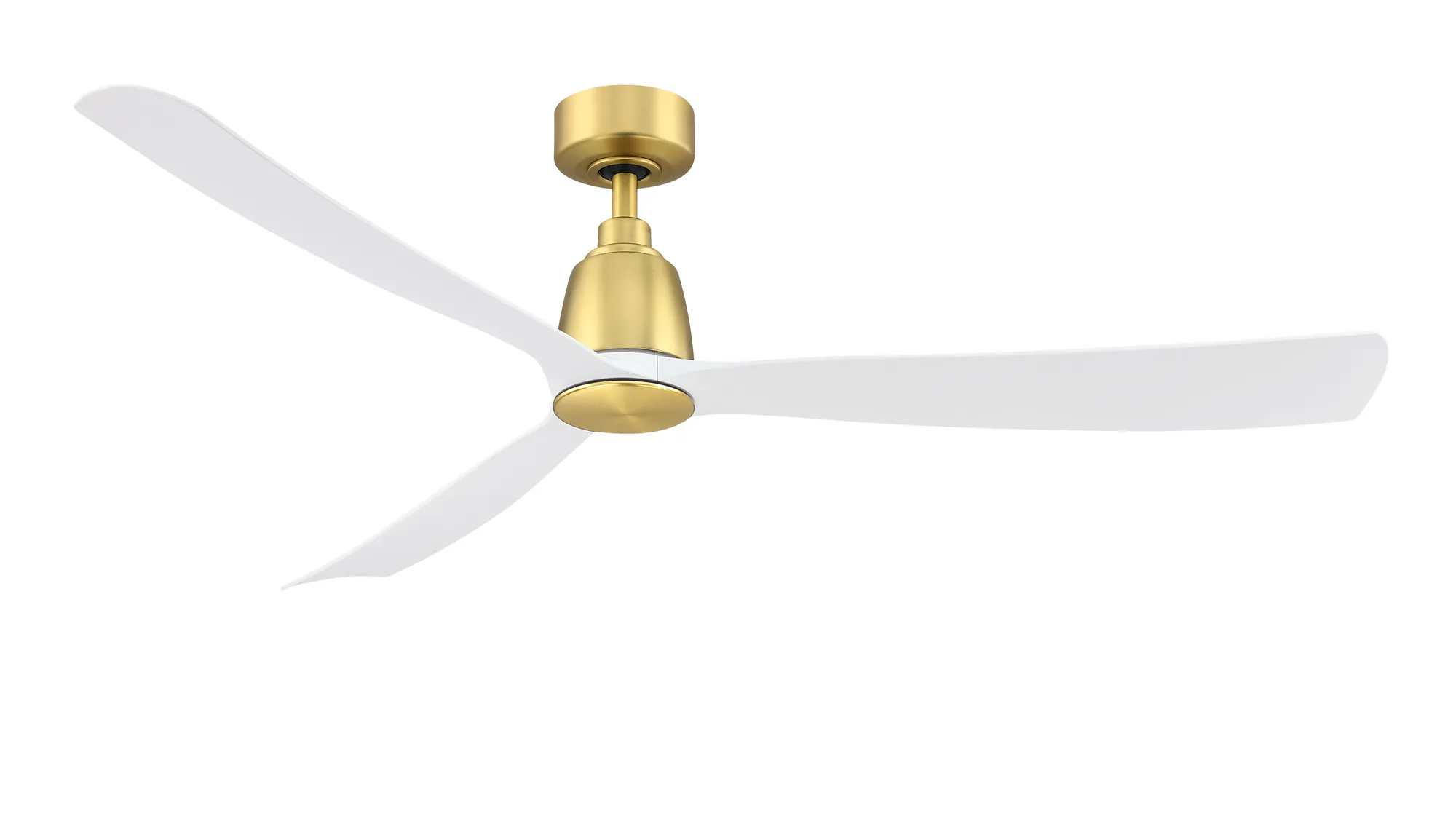 Kute 60 inch Indoor/Outdoor Smart Ceiling Fan - Brushed Satin Brass with Matte White blades