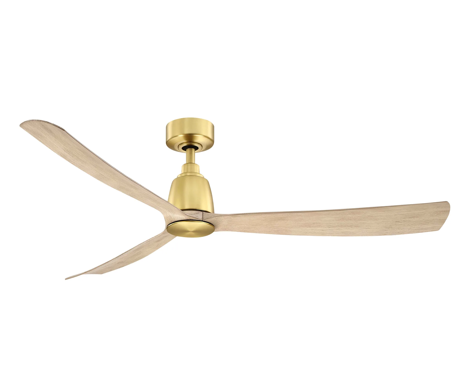 Kute 60 inch Indoor/Outdoor Smart Ceiling Fan - Brushed Satin Brass with Natural blades