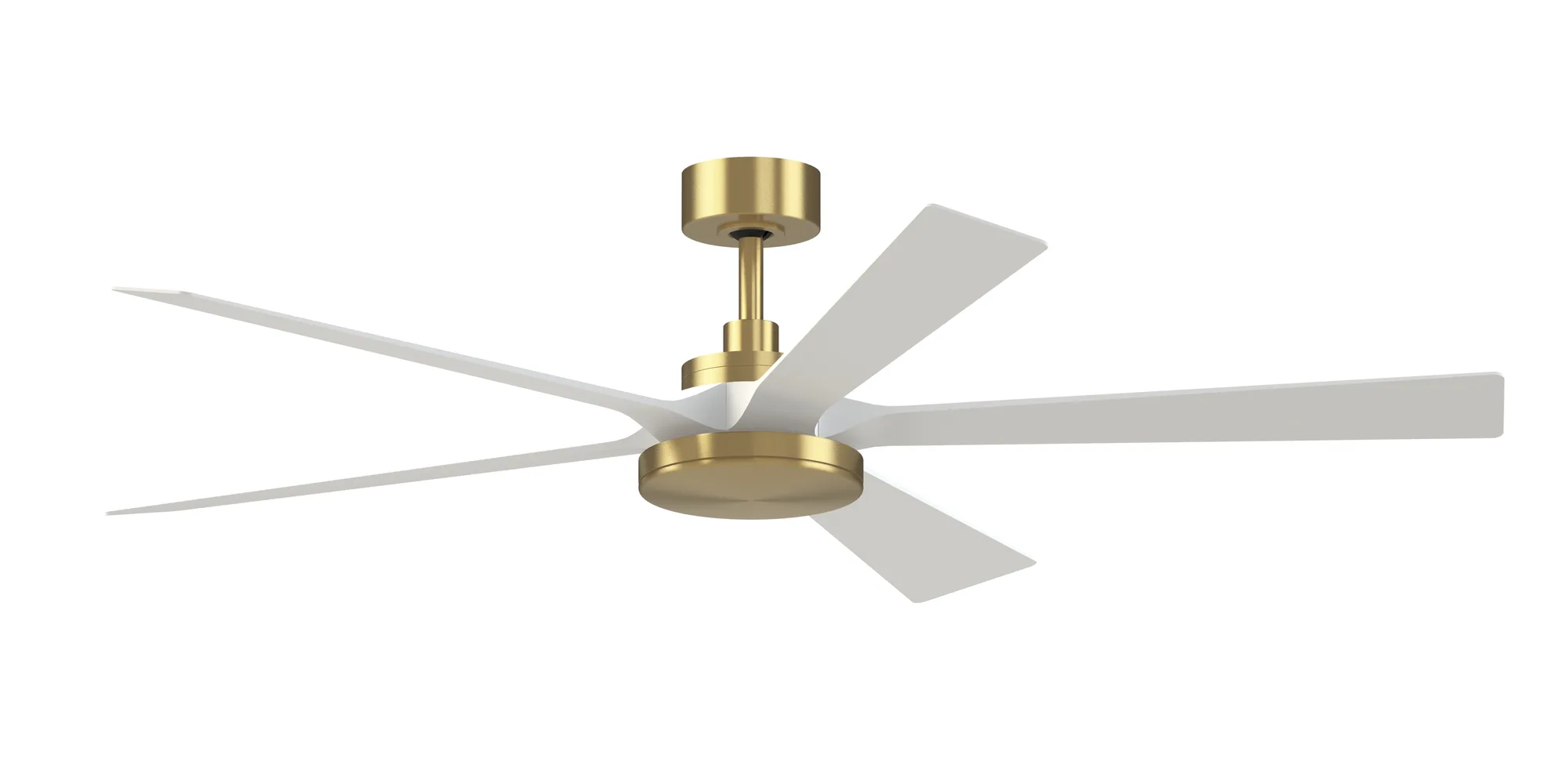 TorchAire 64 inch Indoor/Outdoor Smart Ceiling Fan with LED CCT Select Light Kit - Brushed Satin Brass with Matte White blades
