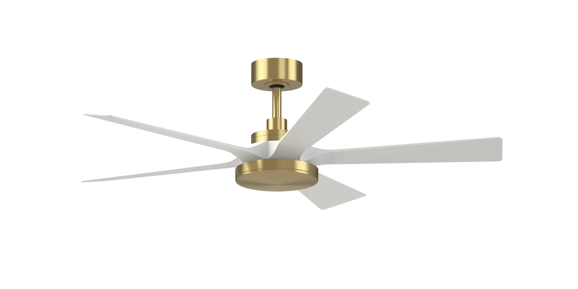 TorchAire 52 inch Indoor/Outdoor Smart Ceiling Fan with LED CCT Select Light Kit - Brushed Satin Brass with Matte White blades