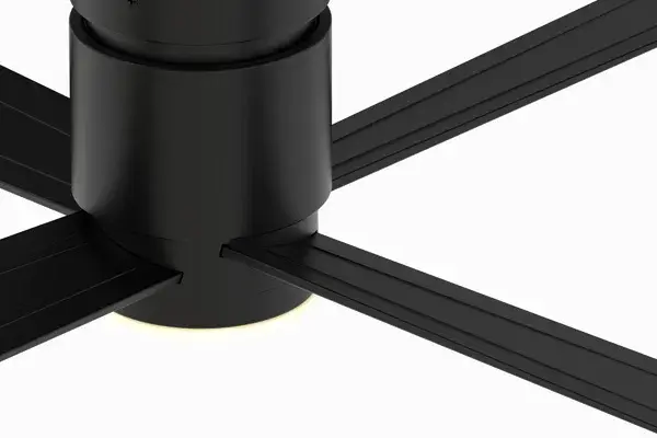 The Kwartet combines sophisticated design with intelligent functionality. Its 4-blade configuration delivers exceptional airflow (4,498 CFM) while the included 18W LED with adjustable color temperature (3000K-5000K) provides versatile lighting for any mood. - alternate view