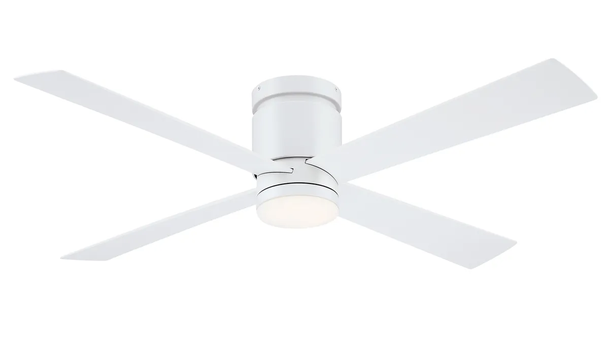 Kwartet 52 inch Indoor/Outdoor Ceiling Fan with LED CCT Select Light Kit - Matte White with Matte White blades