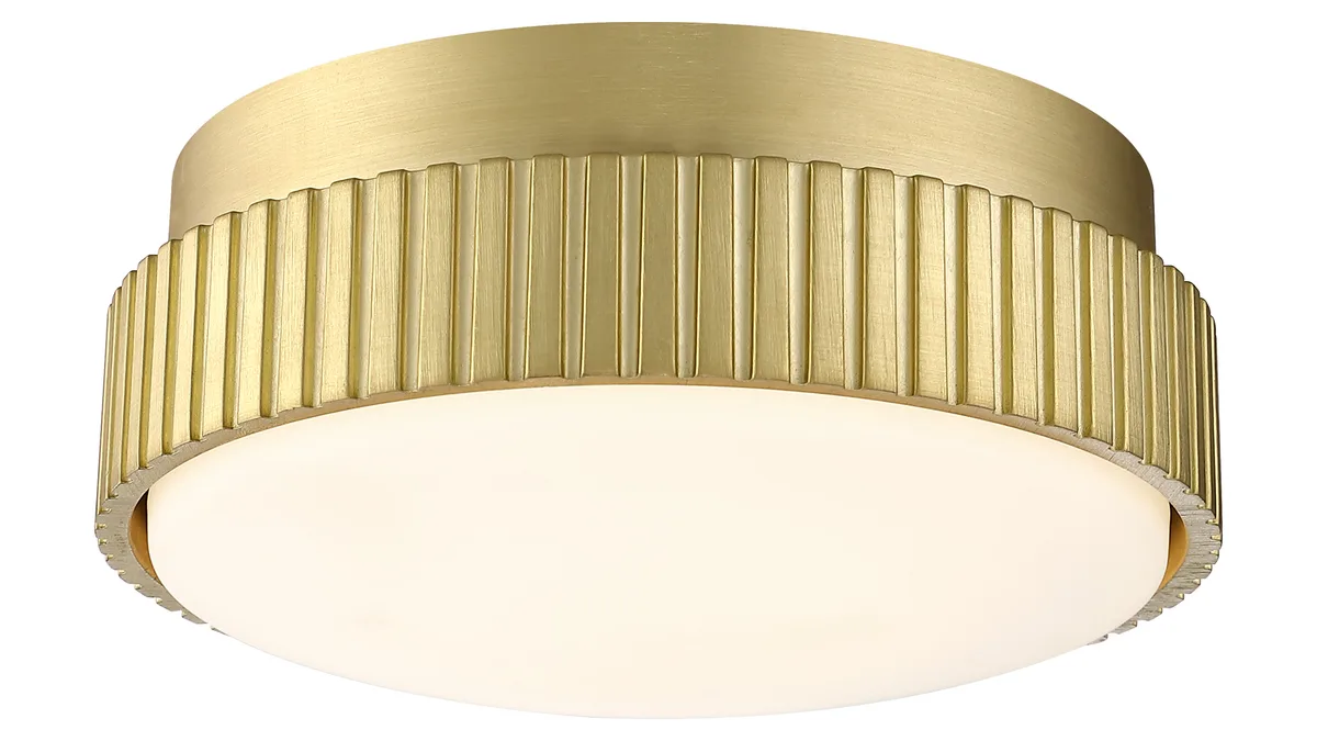 Kute Ceiling Fan Knurled Correlated Color Temperature (CCT) Select LED Light Kit - Brushed Satin Brass