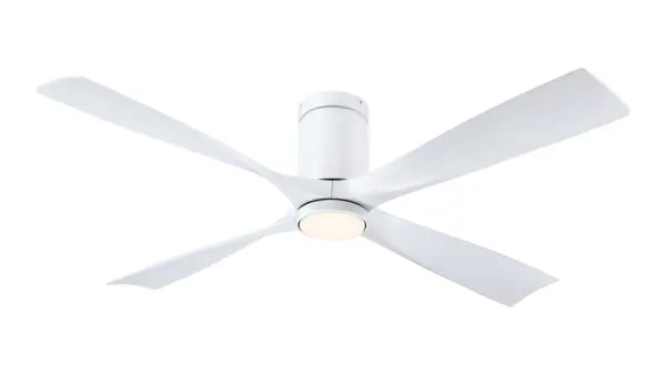 The AireFlush combines powerful airflow with energy-efficient DC motor technology in a low-profile design perfect for rooms with standard ceiling heights. Features adjustable color temperature LED lighting and damp rating for versatile placement.