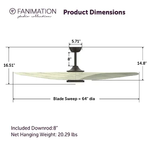 Yardley 64" Ceiling Fan with Light - Image 6