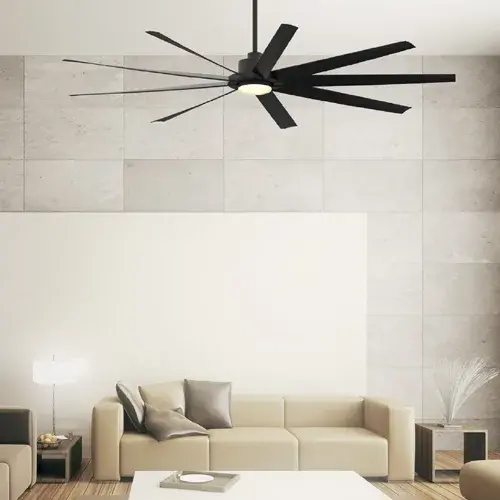 The EightyFour is a high-performance ceiling fan designed for expansive rooms. With an impressive 11,975 CFM airflow and energy-efficient DC motor, it combines powerful cooling with modern aesthetics and smart controls. - alternate view