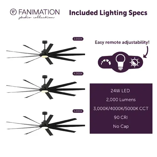 EightyFour 84" Large Diameter Ceiling Fan with LED Light - Image 6