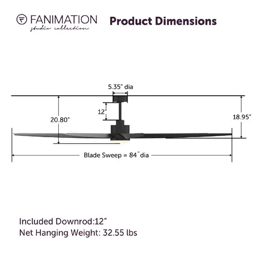 EightyFour 84" Large Diameter Ceiling Fan with LED Light - Image 7