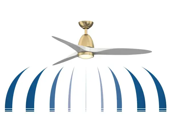 The Prop 52" combines sleek modern design with energy-efficient DC motor technology and adjustable color temperature LED lighting. Perfect for medium to large spaces, this damp-rated fan delivers exceptional airflow efficiency. - alternate view