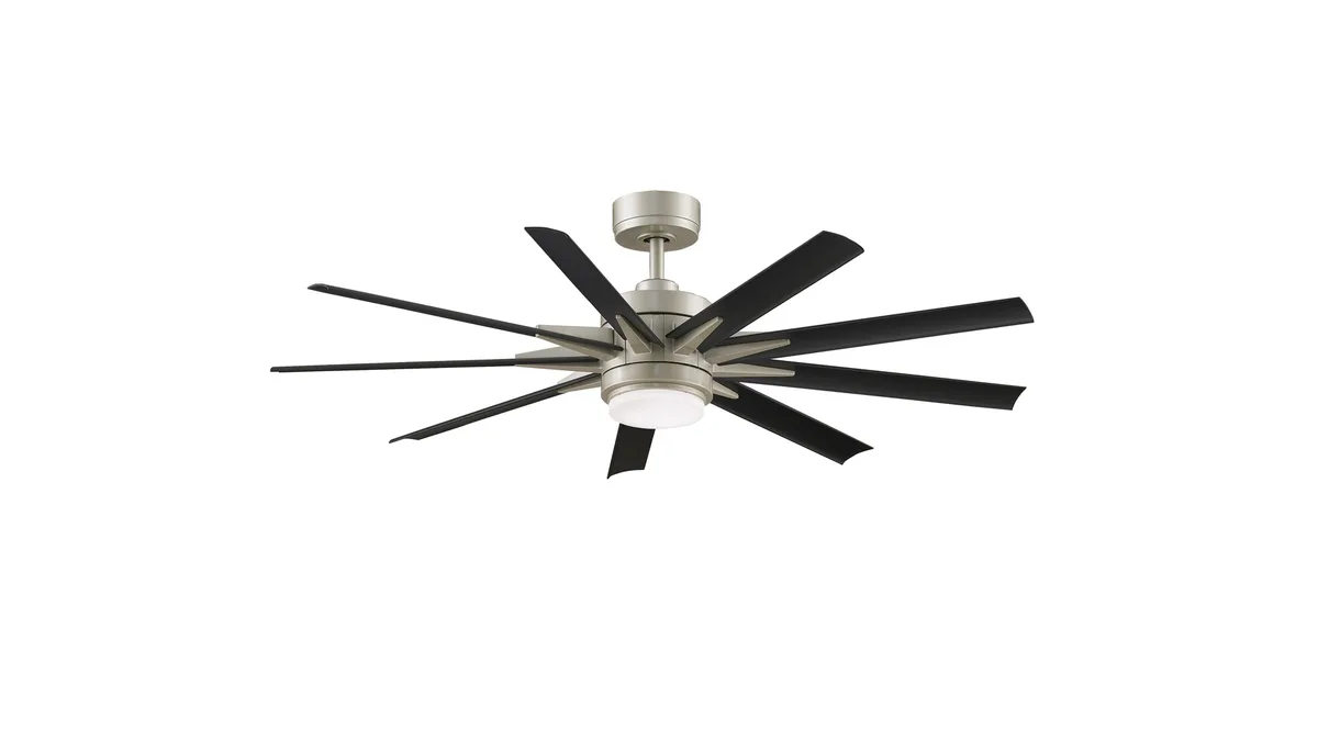 Odyn Indoor/Outdoor Custom Smart Ceiling Fan DC Motor- Brushed Nickel with LED Light Kit