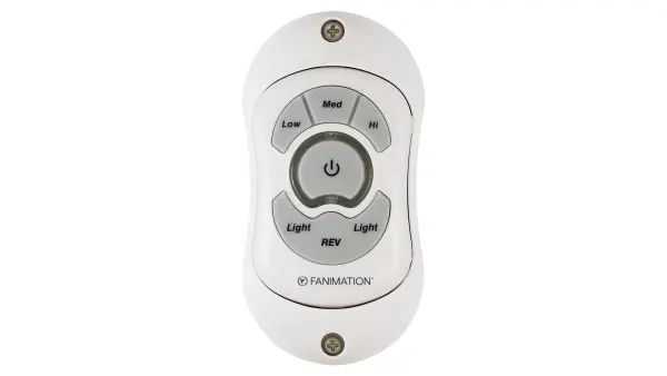 This handheld transmitter offers complete control over ceiling fans and lighting with 3-speed settings, reversible fan direction, and downlight control. Mounts conveniently over existing switch plates for easy access.