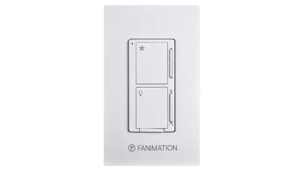 The WC4WH provides convenient wall-mounted control for Kwartet ceiling fans with integrated downlights. Features 3-speed fan control, CCT color temperature selection, and on/off rocker switches in a clean white finish.