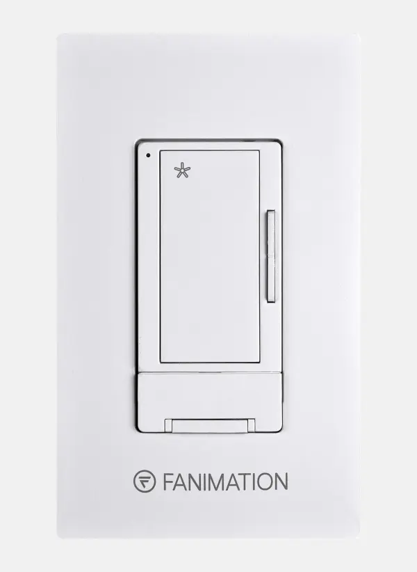 The WR500 wall remote offers simple 2-wire installation and controls up to 5 fans on the same circuit. Features 3 fan speeds with on/off rocker switch and included receiver for easy retrofit applications.