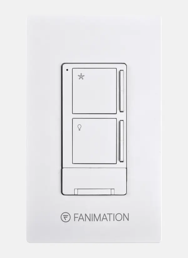 The WR501 wall remote control offers convenient hardwired fan and light control with 3-speed settings. Features 2-wire installation, included receiver, and 5 dip switch settings to manage up to 4 fans on the same circuit.