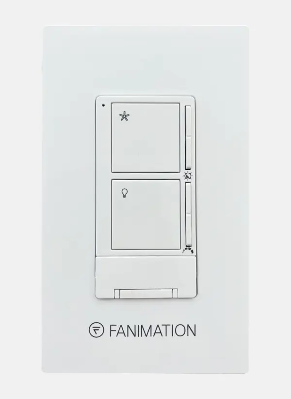 The WT503 wall remote offers convenient hardwired control for Kwartet fans and downlights. Features 3 fan speeds, CCT color temperature selection, on/off rocker switch, and 5 dip switch settings for customization.
