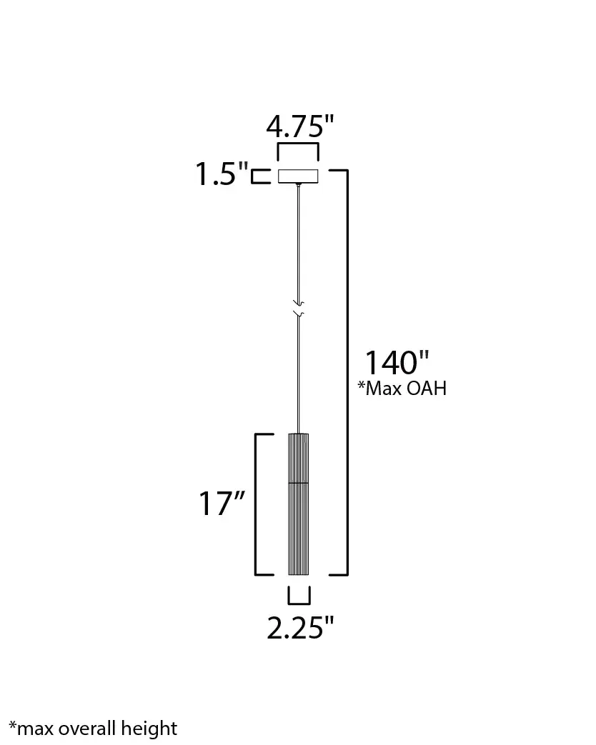 Reeds Single LED Pendant in Matte Black - Image 5