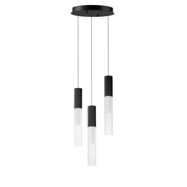Reeds 3-Light LED Multi-Light Pendant in Matte Black - Image 1