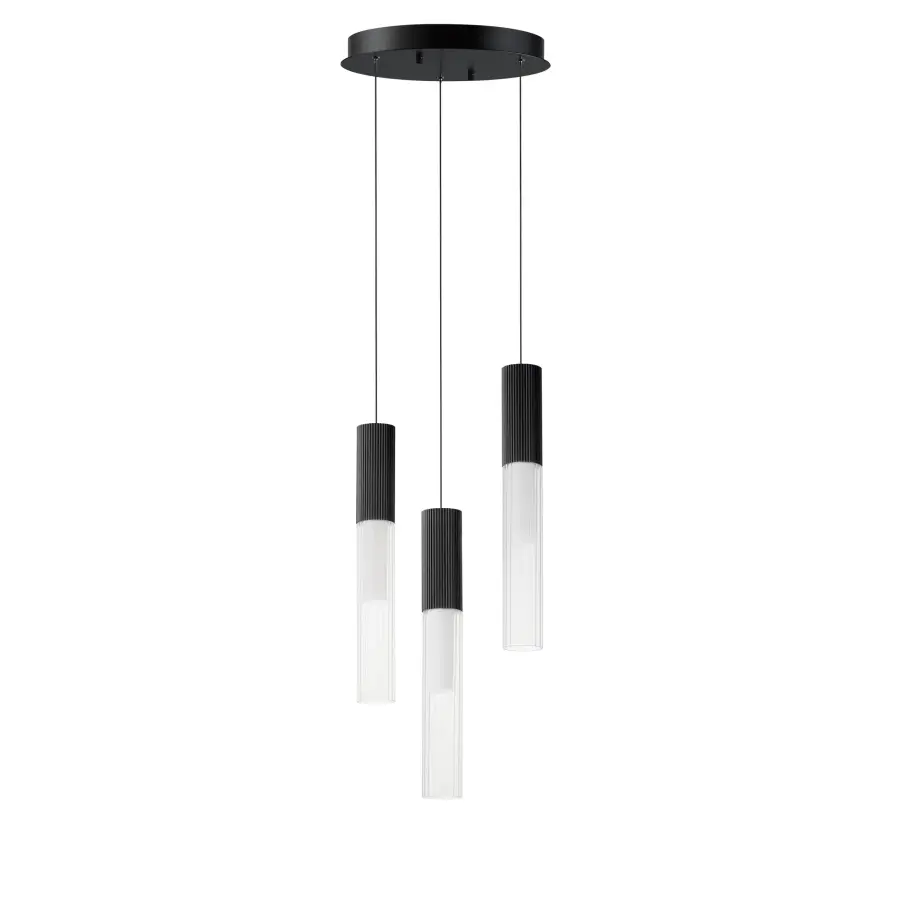 Reeds 3-Light LED Multi-Light Pendant in Matte Black - Image 1