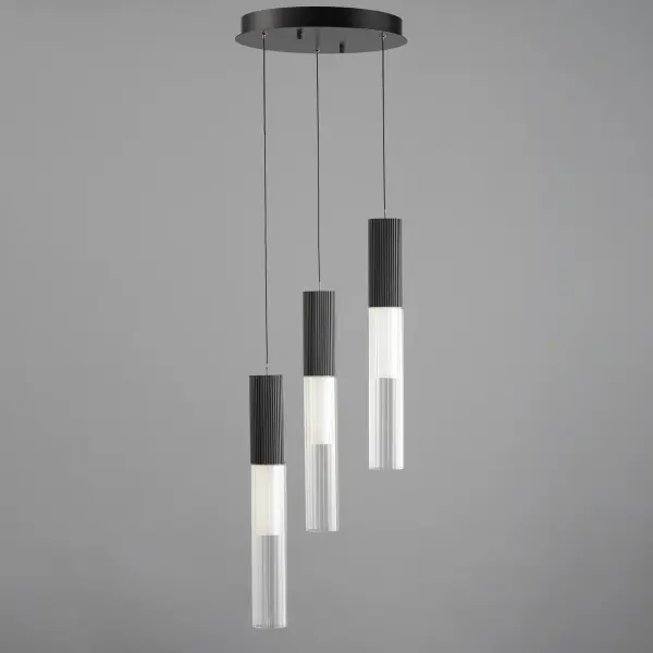 Reeds 3-Light LED Multi-Light Pendant in Matte Black - Image 2
