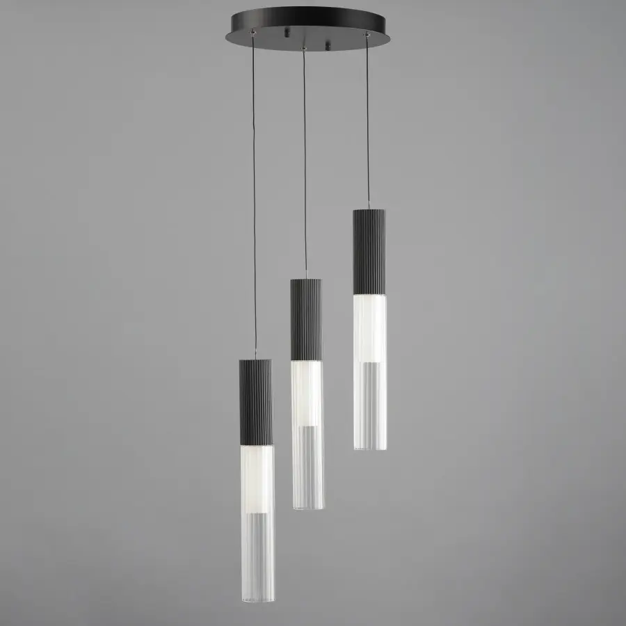 Reeds 3-Light LED Multi-Light Pendant in Matte Black - Image 2