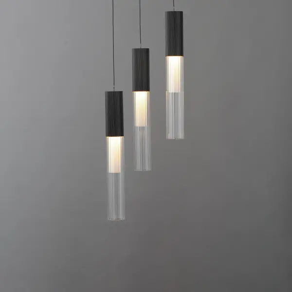 Reeds 3-Light LED Multi-Light Pendant in Matte Black - Image 3