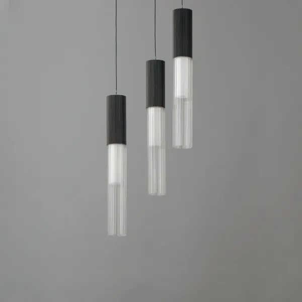 Reeds 3-Light LED Multi-Light Pendant in Matte Black - Image 4