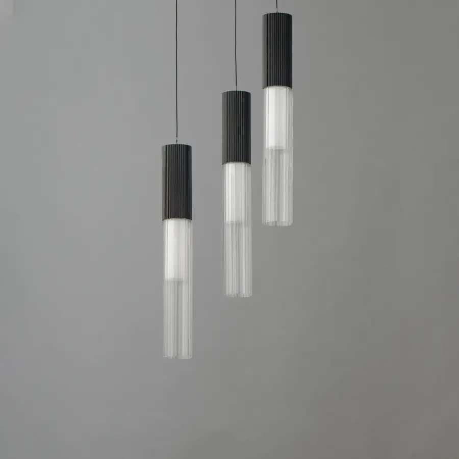 Reeds 3-Light LED Multi-Light Pendant in Matte Black - Image 4