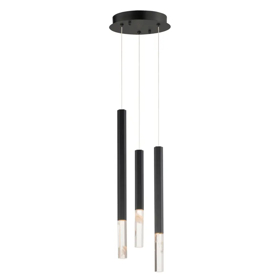 Diaphane 3-Light LED Pendant with Rock Crystal - Image 1