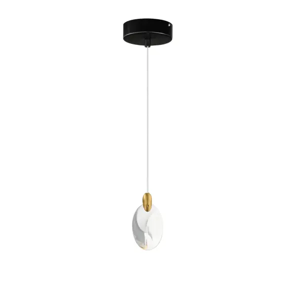 Pebble Single LED Pendant in Black & Polished Gold - Image 1