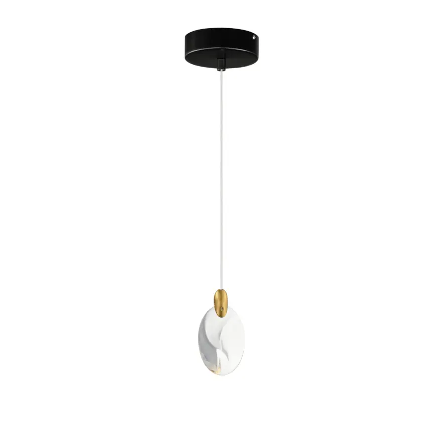 Pebble Single LED Pendant in Black & Polished Gold - Image 1