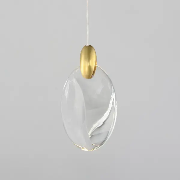 Pebble Single LED Pendant in Black & Polished Gold - Image 2