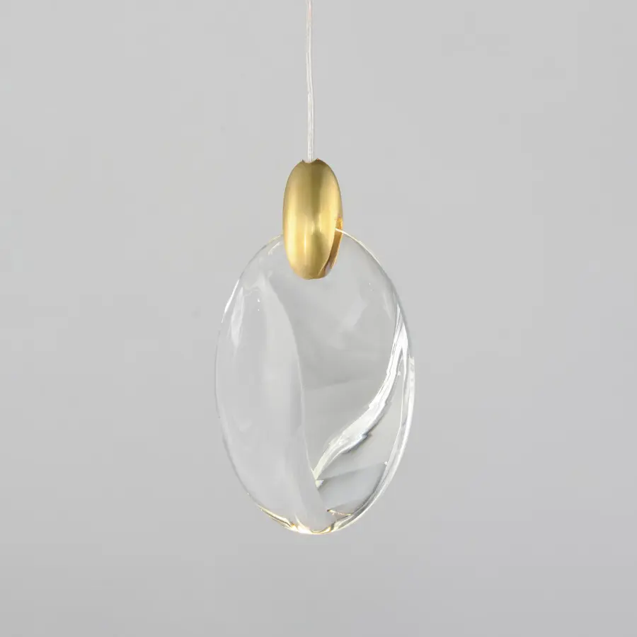 Pebble Single LED Pendant in Black & Polished Gold - Image 2