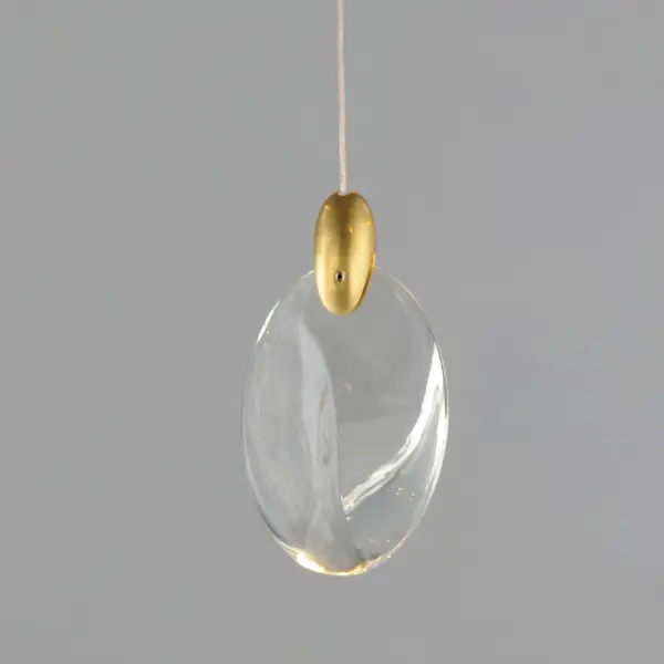 Pebble Single LED Pendant in Black & Polished Gold - Image 3
