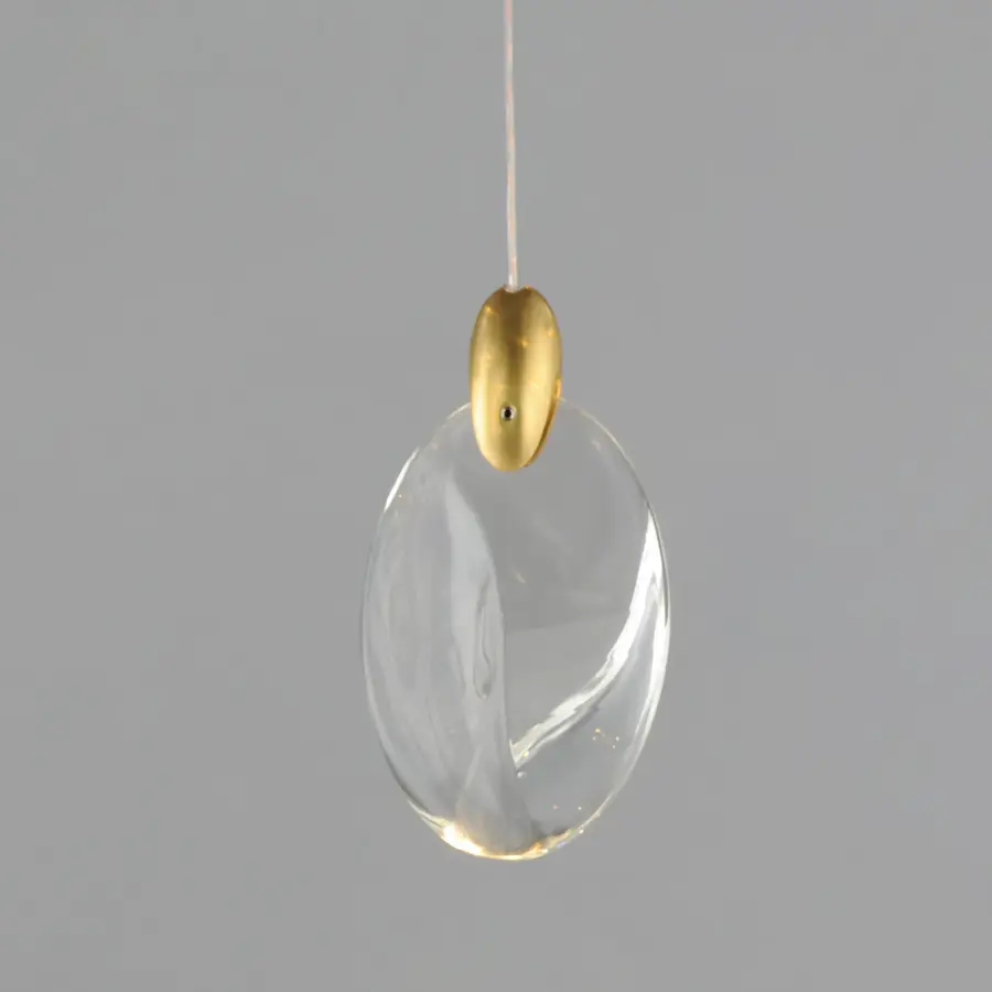 Pebble Single LED Pendant in Black & Polished Gold - Image 3