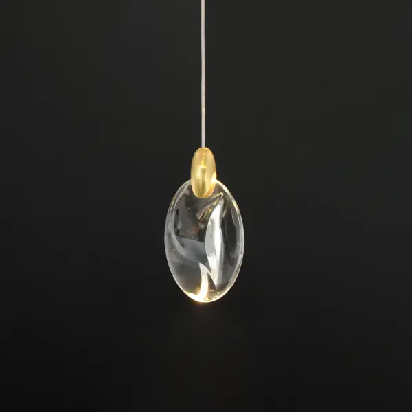 Pebble Single LED Pendant in Black & Polished Gold - Image 4