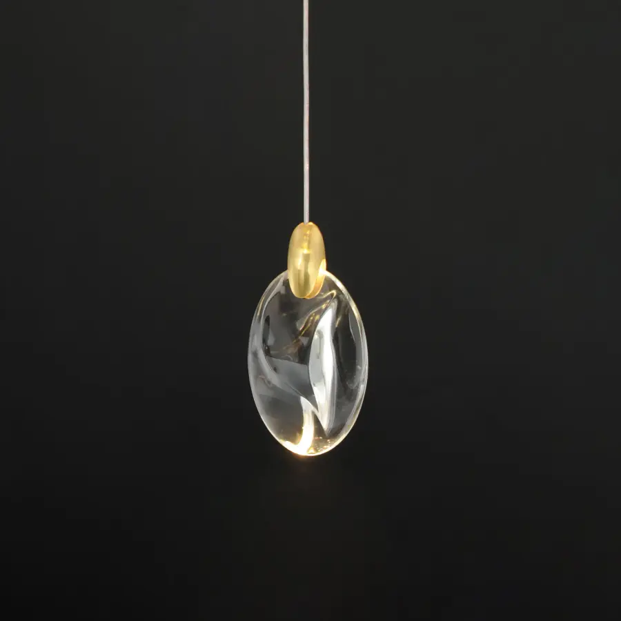 Pebble Single LED Pendant in Black & Polished Gold - Image 4