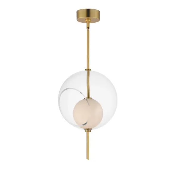 The Martini pendant combines architectural elegance with functional LED lighting. Its distinctive double-globe design features clear outer glass with a white inner globe, creating visual depth and soft illumination perfect for intimate spaces.